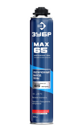 ЗУБР MAX 65, 850 мл, пистолетная, всесезонная, SVS, с увеличенным выходом до 65 л, профессиональная, монтажная пена (41147)