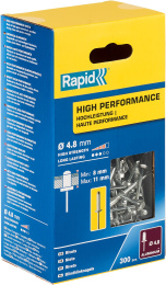 RAPID R:High-performance-rivet, 4.8 х 14 мм, 300 шт, алюминиевая высокопроизводительная заклепка (5001437)