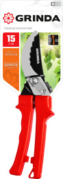 GRINDA G-31, 200 мм, закаленные лезвия, тефлоновое покрытие, зубцы на лезвии, пластиковые рукоятки, плоскостной секатор (40210)