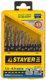 Набор сверл спиральных по металлу, STAYER, PROFESSIONAL, 29602-H13-M