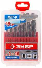 Набор сверл по металлу, ЗУБР, МАСТЕР, 4-29621-H19