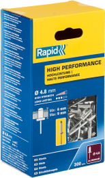 RAPID R:High-performance-rivet, 4.8 х 12 мм, 300 шт, алюминиевая высокопроизводительная заклепка (5001436)