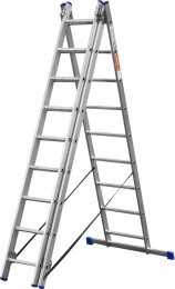 Лестница алюминиевая трехсекционная, ЗУБР, ЭКСПЕРТ, 38831-09