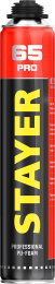 STAYER PRO 65, 800 мл, выход до 65 л, пистолетная, всесезонная, монтажная пена, Professional (41137)