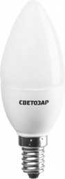 Лампа СВЕТОЗАР светодиодная "Super LUXX", цоколь Е14(миньон), яркий белый свет (4000К), 220В, 5Вт (45), свеча, СВЕТОЗАР, 44503-40_z01