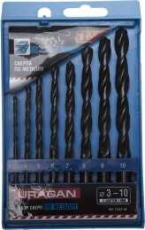Набор URAGAN Свёрла "BAGIRA" по металлу, цилиндрический хвостовик, быстрорежущая сталь HSS, 3-10мм, 8шт
