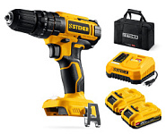 STEHER 20 В, 40 Н·м, 2 АКБ LMS (2 А·ч), ударная дрель-шуруповерт, сумка (CDS-40-22)