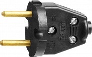 Вилка прямая 220B, 16А, черная, СИБИН, 55152-B