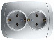 Розетка двойная, СВЕТОЗАР, АКЦЕНТ, SV-54207-SM