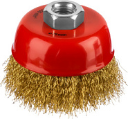 MIRAX 75 мм, витая стальная латунированная проволока 0.3 мм, чашечная щетка-крацовка для УШМ (35142-075)