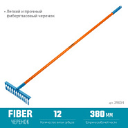 GRINDA PR-12T FIBER, 380 х 100 х 1530 мм, 12 витых зубцов, углеродистая сталь, фибергласовый черенок, садовые грабли, PROLine (39654)