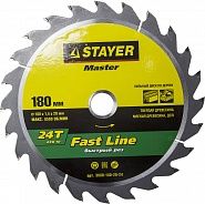 STAYER Fast Line 180 x 20мм 24Т, диск пильный по дереву, быстрый рез, 3680-180-20-24