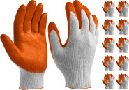 STAYER PROTECT, L-XL, х/б перчатки с одинарным латексным обливом, 10 пар (11408-H10)