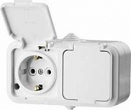 Розетка двухместная с заземляющим контактом и защитной крышкой, STAYER, MASTER, 54307-W