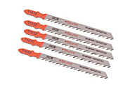 Пилки для лобзика по дереву T101D, 5 шт, 100х75мм, шаг зуба 4мм, чистый прямой рез, HCS, Sturm!