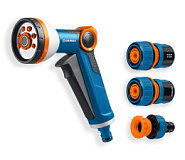 GRINDA Х-834, пистолет поливочный X-8, коннектор 3/4, конектор 3/4 с автостопом, адаптер с внутр. резьбой 1/2 х 3/4,набор поливочный PROLine (429167)