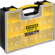 STAYER ROCKET-8, 420 х 330 х 110 мм, (16.5″), пластиковый органайзер с 8 съемными лотками (38033-16)