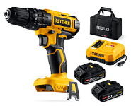 STEHER 20 В, 40 Н·м, 2 АКБ LMS (2 А·ч), ударная дрель-шуруповерт, сумка (CDS-40-22)