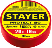 STAYER PROTECT-20, 19 мм х 20 м, 5 000 В, красная, изолента ПВХ, Professional (12292-R)